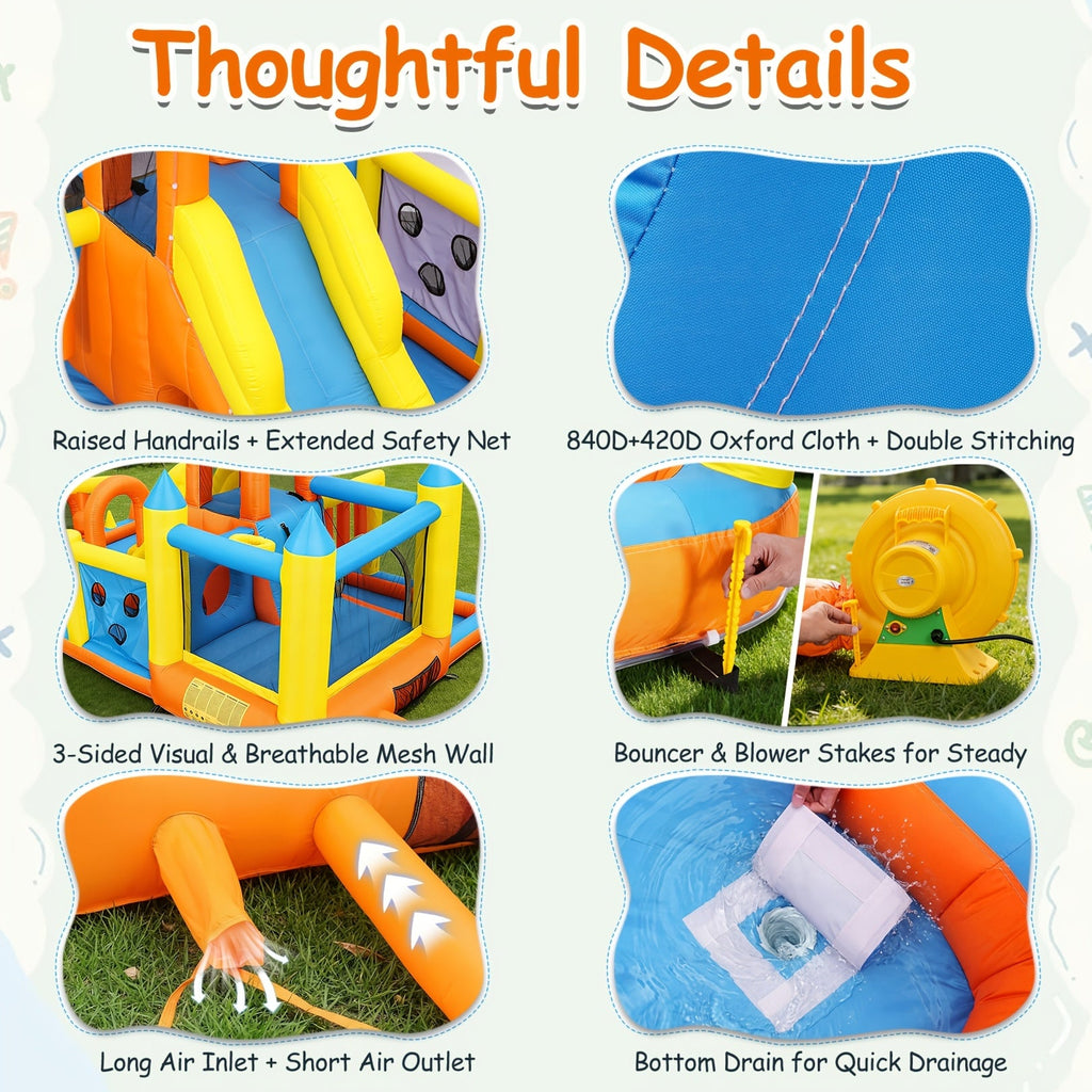 15ft Inflatable Water Park for Kids & Adults – Backyard Obstacle Course with Slide, Tunnel, Boxing, Water Gun, Sprinklers, Climbing Wall, Hoop & Ball Pit – Large Summer Splash Pool Party Fun