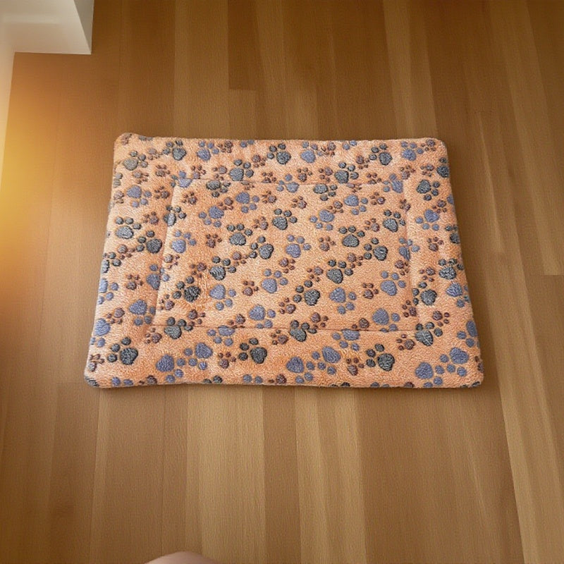 Holiday Pet Bed for Small Dogs & Cats - Soft Flannel Plush Christmas Halloween Reversible Double-Sided Mat with Paw Print, Machine Washable Crate Pad for Teacup Puppies, Kittens & Small Animals, Portable Travel Pet Sleeping Mat