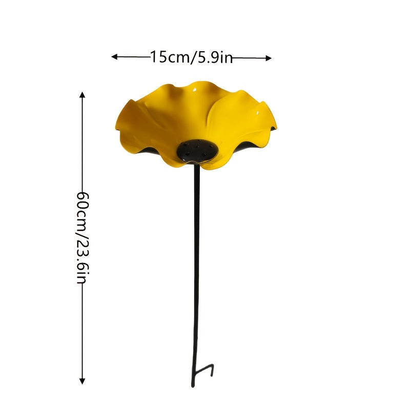 Metal Flower Bird Bath for Garden - Decorative Floral Bird Bath and Pollinating Insect Watering Station for Flower Beds Lawn Edges Garden Borders and Planters, Outdoor Garden Decor in 4 Colors