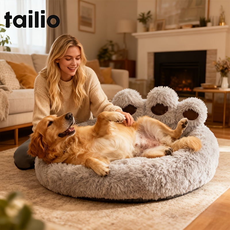 Bear Paw Plush Pet Bed for Dogs & Cats Soft Warm Cartoon Snuggle Bed Padded Sofa Cushion 6 Colors Gray Pink Coffee M L XL XXL XXXL Winter Cozy Dog Bed Cat Bed