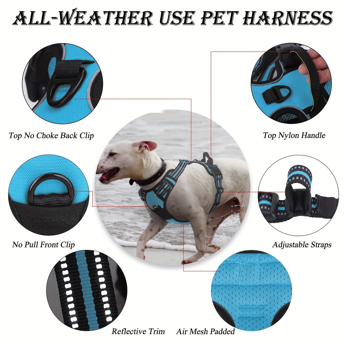3pcs Anti-Escape Dog Harness Set with Leash & Poop Bag Dispenser – Adjustable No-Pull Chest Harness for Medium & Large Dogs – Complete Dog Walking Gear Set for Outdoor Adventures
