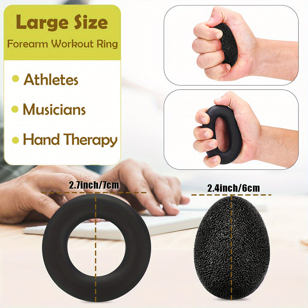 4-Piece Grip Strength Training Set Adjustable Hand Grip Strengthener 10-130 lbs Finger Exerciser Forearm Workout Ring Exercise Ball for Athletes Climbers Musicians Men Women
