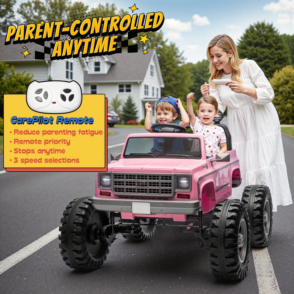 24V Electric Ride-On Car for Kids with Parent Remote Control & Music Player, Spring Suspension, Seat Belt & Locking Doors - Kids Electric Vehicle with Sturdy PP Body, Birthday Christmas Gift for Boys Girls