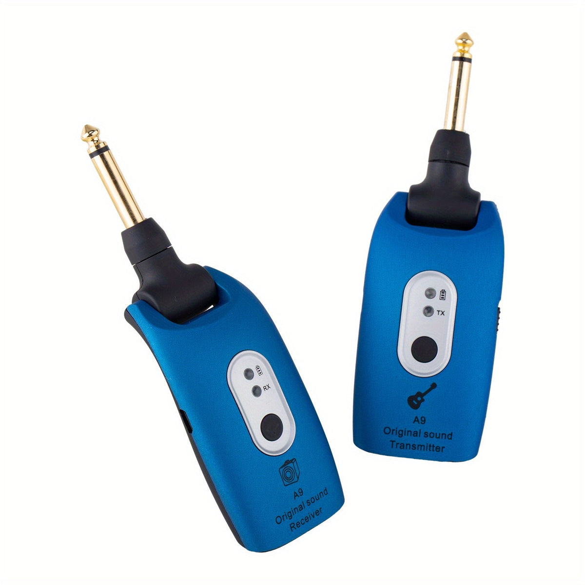 2.4GHz Wireless Guitar System Transmitter & Receiver for Electric Guitar – Low Latency Plug & Play Universal Wireless Instrument System for Guitar Bass Violin – Blue & Black