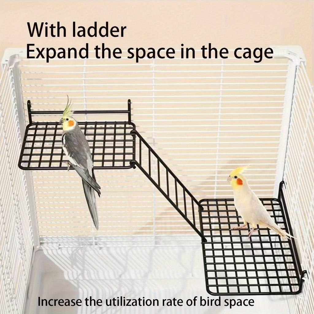 Metal Bird Ladder Climbing Frame - Parrot Perch Stand Wind Belt Swing Toy for Parakeets, Cockatiels, Lovebirds & Small Birds - Durable Steel, Easy Install, Cage Accessory for Bird Enrichment