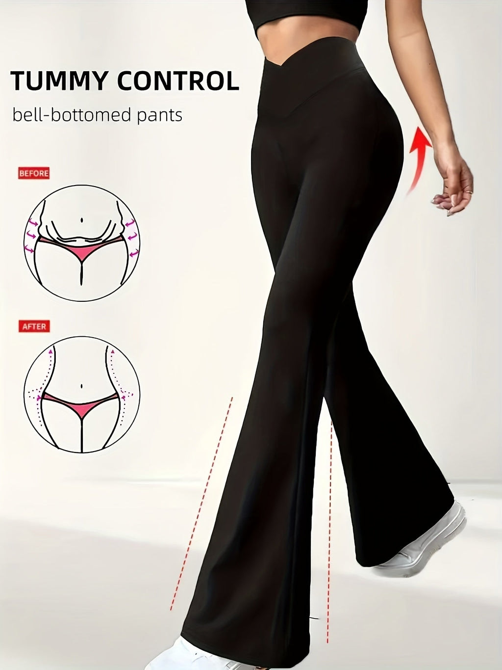 Tummy Control Flare Pants for Women High Waist Bell Bottom Pants Slimming Wide Leg Yoga Pants Stretch Fitted Bootcut Trousers S-XXL