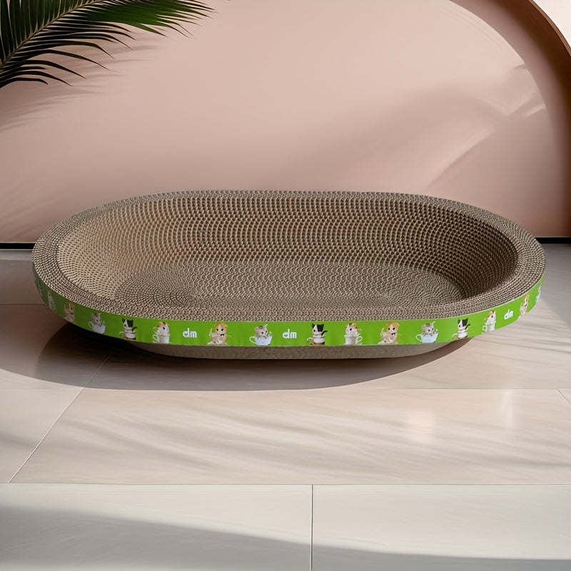 Cat Scratching Board Oval 23.62x15.75 Inch Thickened Sisal Scratch Pad Play Rest Lounge 3-in-1 Wear-Resistant Non-Shedding Furniture Protector Cat Scratcher Mat