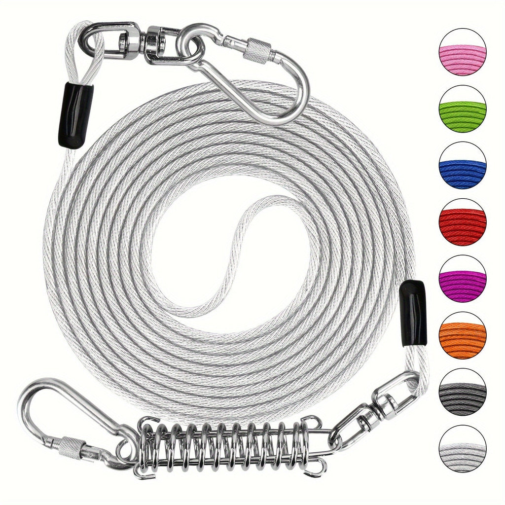 Heavy Duty Dog Leash 6 10 15 30 50 75 100 Feet Long Training Tie Out Cable for Large Dogs Up to 500 lbs Durable Bite-Resistant Yard Running Rope Lead