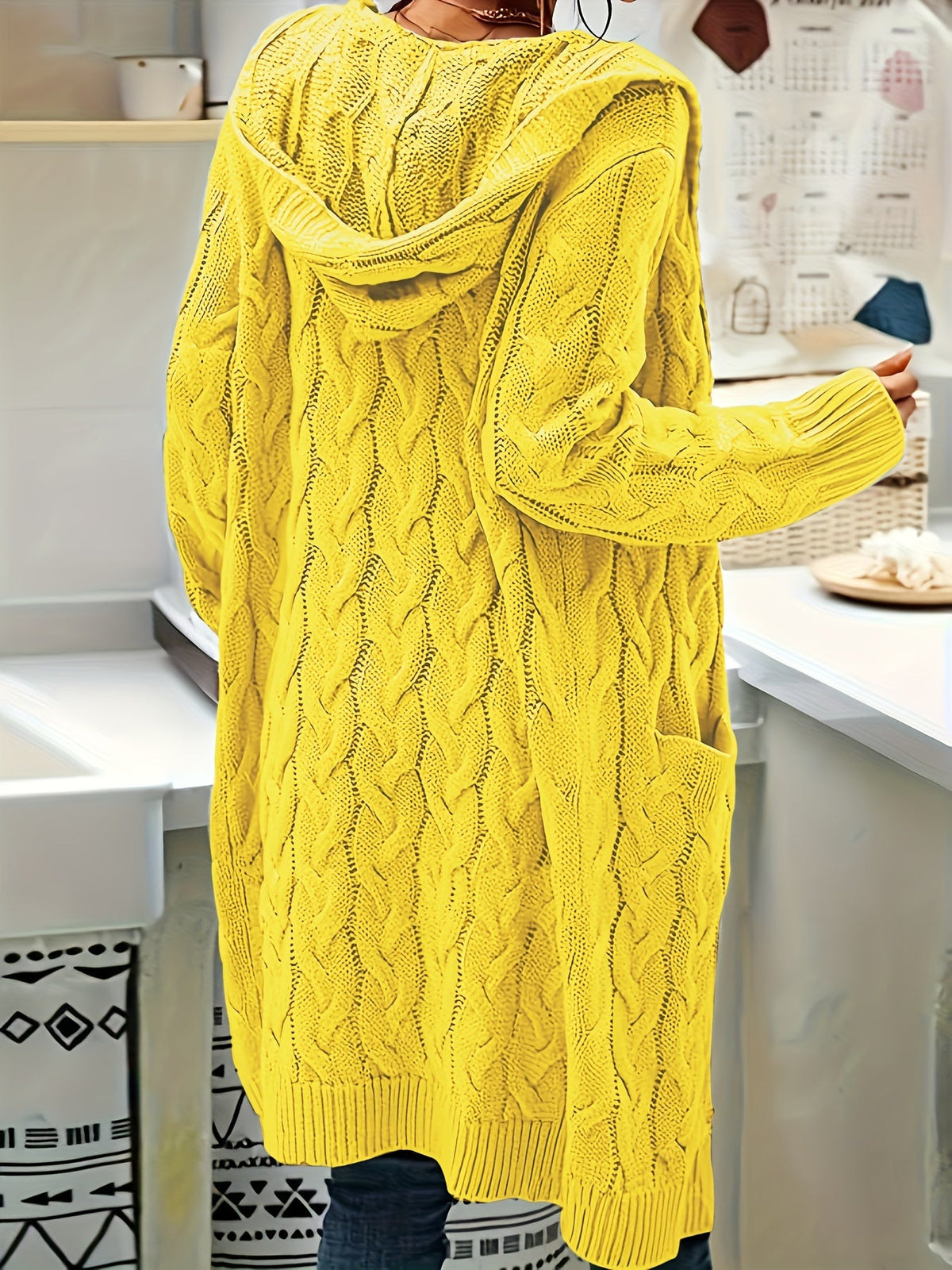 Women's Solid Color Knit Cardigan Sweater – Soft Stretch Polyester Open Front Layering Jacket for Fall Winter