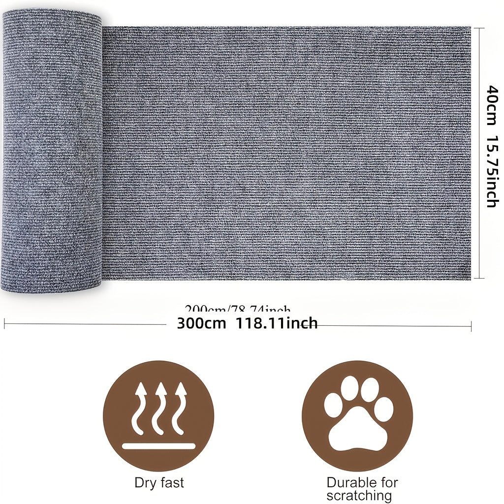 Self-Adhesive Cat Scratching Mat Roll – 15.75x118in Polyester Scratch Guard Tape for Furniture, Sofa, Door & Wall, Durable Cat Scratch Deterrent Sticker, Protects Upholstery, 3 Colors