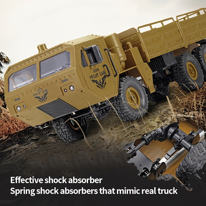 1/12 Scale RC Military Truck 6x6 All-Terrain Crawler with Metal Frame & Dual Differential – Remote Control Heavy Duty Army Truck for Boys, Kids Christmas Gift & Room Decor