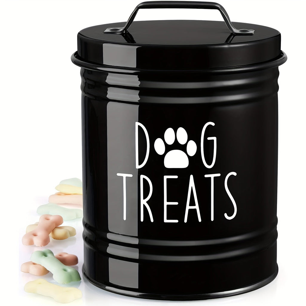 Pet Food Storage Container with Lid - Moisture-Proof Iron Dog Food Bucket Country Farmhouse Style Airtight Dry Food Keeper for Dogs Cats Black White Kitchen Pet Organizer Gift