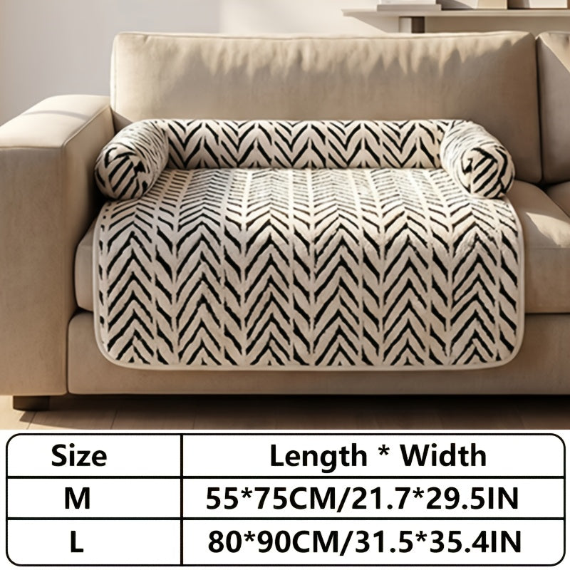 Plush Pet Couch Bed with Bolster for Small Dogs and Indoor Cats Non-Slip Sofa-Style Pet Bed with Furniture Protector Cover – Soft Washable Dog Cat Sofa Bed with Raised Sides for Couch Chair and Loveseat