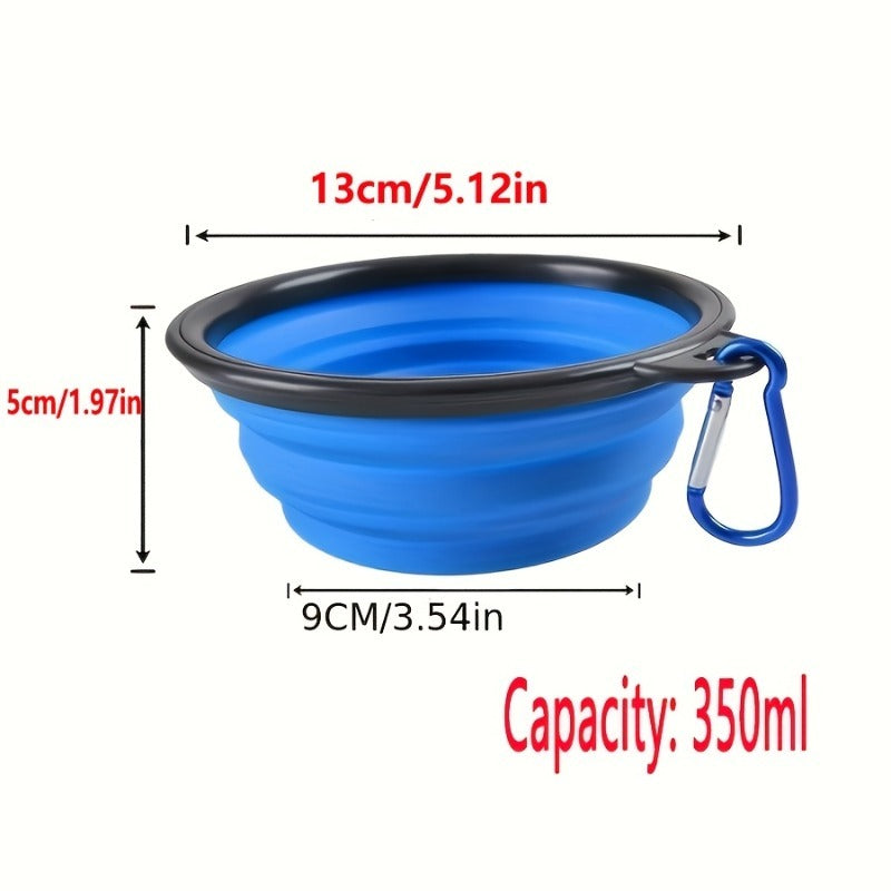 Foldable Pet Travel Bowls 5-Pack – Portable Collapsible Dog & Cat Food Water Bowls with Hanging Hook & Easy-Grip Handle for Camping, Hiking & Home Use, Random Colors