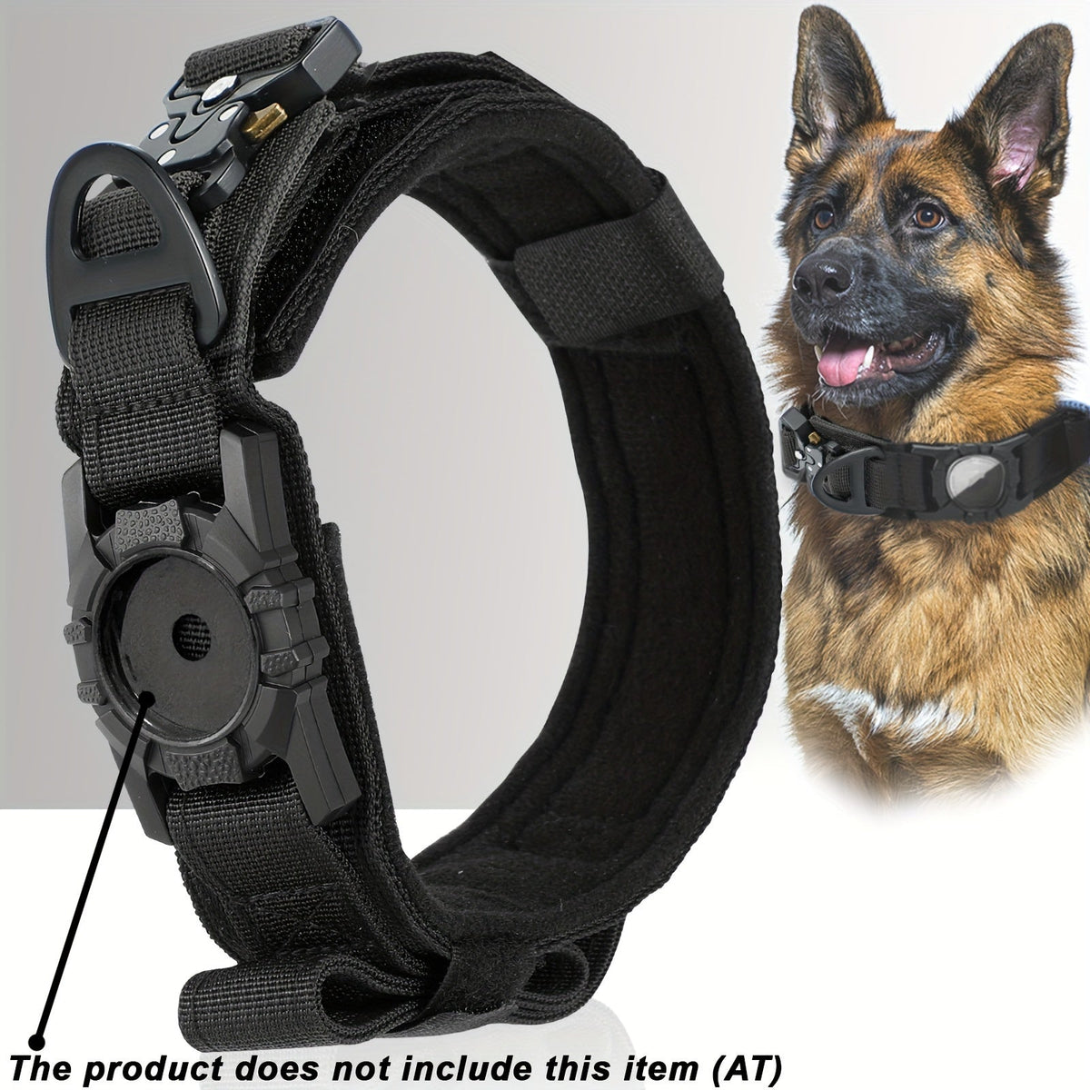 Tactical Dog Collar with GPS Holder - Military Style Heavy Duty Nylon Collar for All Breeds, Adjustable Secure Fit Training Collar, 5 Colors 4 Sizes (M/L/XL) for Large & Medium Dogs