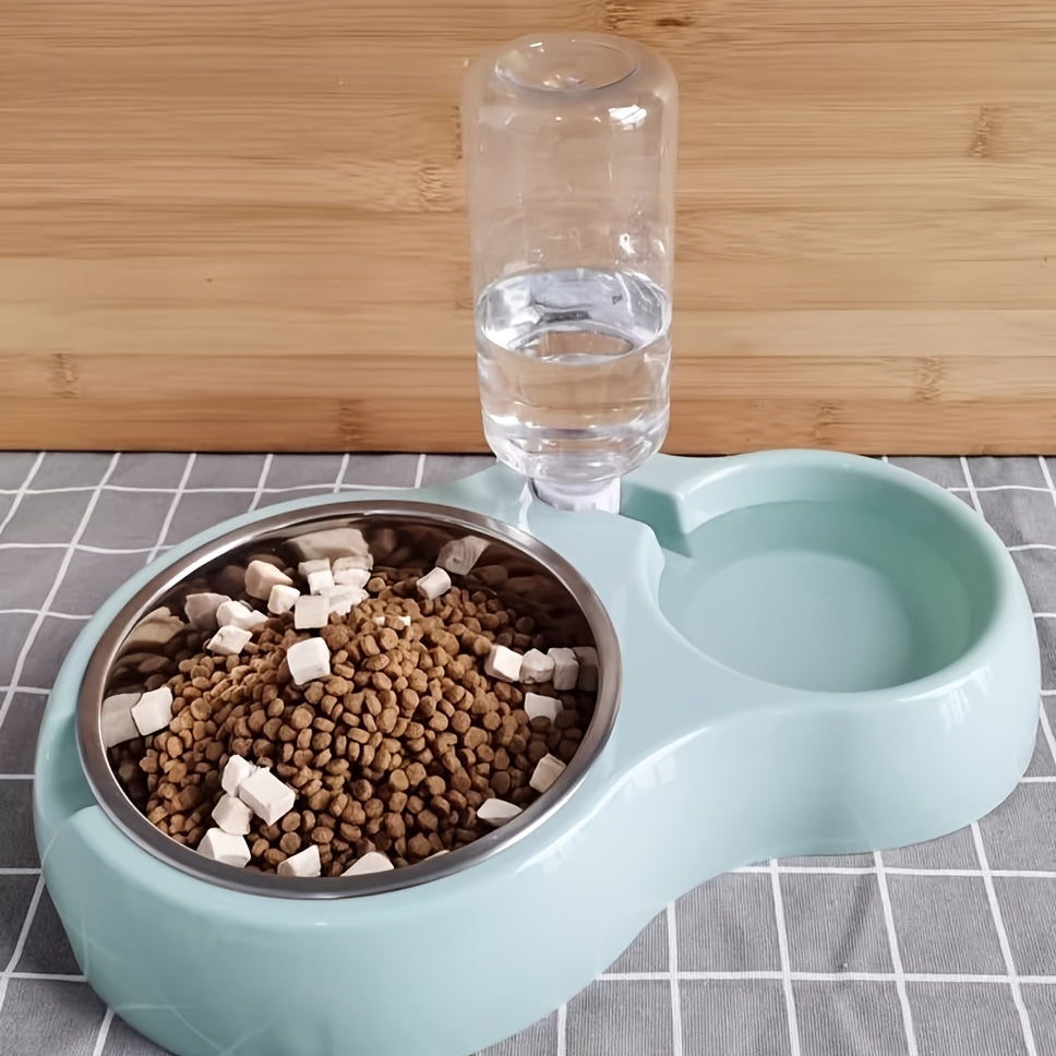 Automatic Pet Water Dispenser and Food Bowl Set for Cats and Small Dogs - Dual-Use Non-Slip Feeding Station with Durable PP Material, Easy-Clean Space-Saving Design, No Battery Required