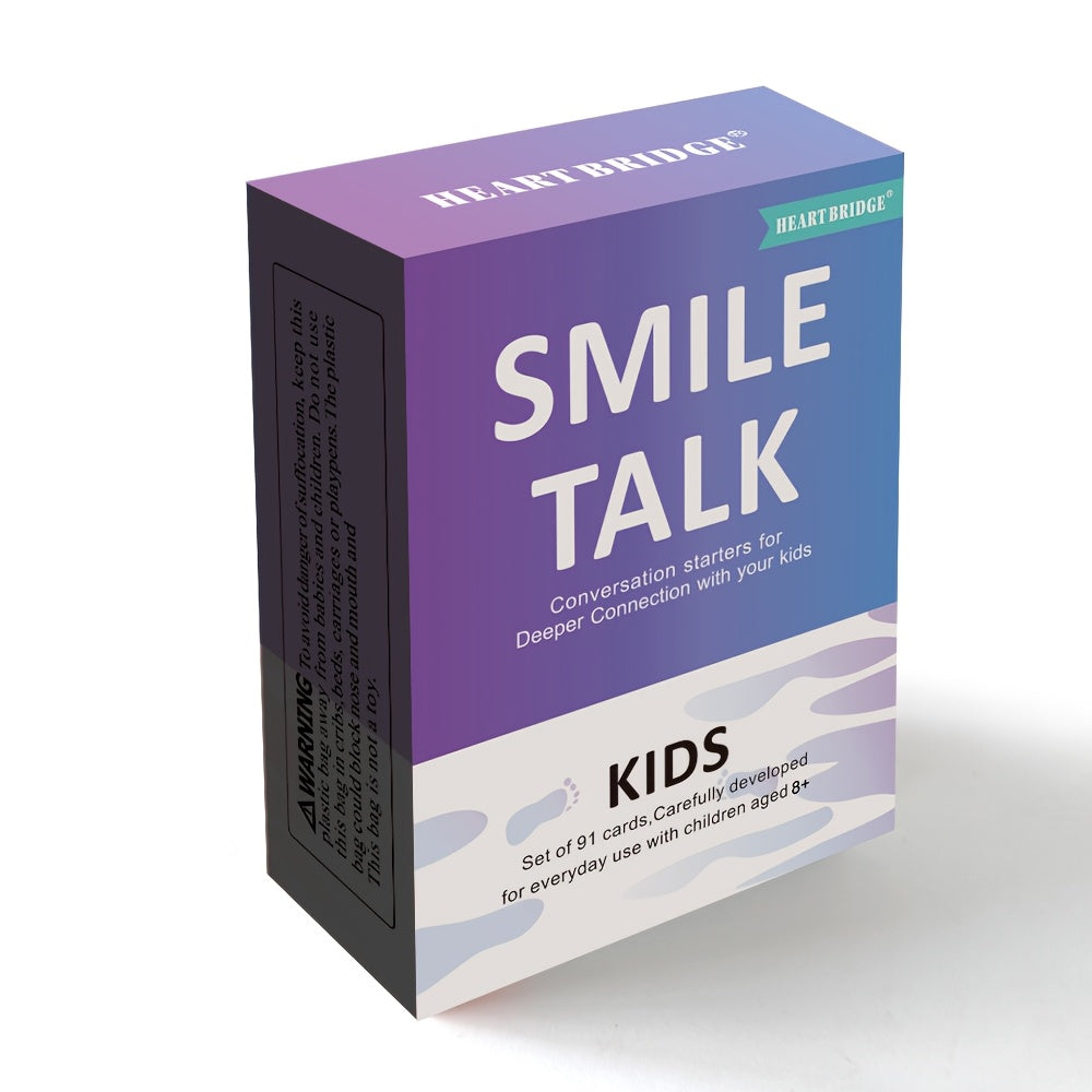 Smile Talk Parent-Child Conversation Card Game - 91 Cards with 90 Meaningful Conversation Starters to Spark Creative Thinking & Family Bonding, Fun Family Game Night Activity, Birthday & Holiday Gift