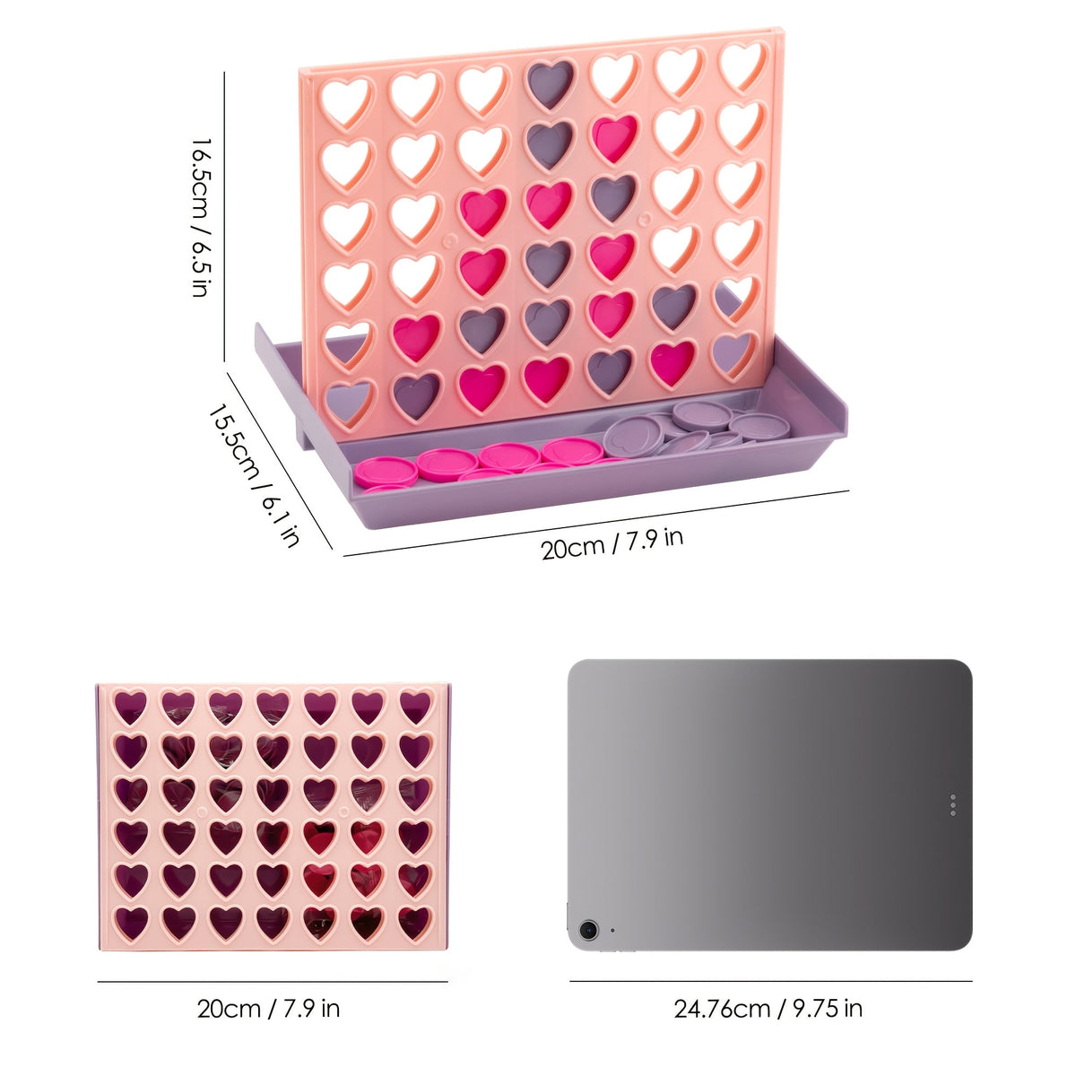 4 in a Row Travel Game Foldable Portable – Connect 4 Style Strategy Board Game for Kids & Family, Compact Parent-Child Fun, Valentine's Day Christmas Birthday Gift, Pink & Purple 7.9x6.5 Inches