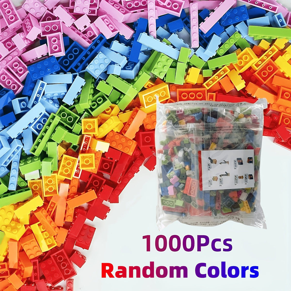 Classic Small Building Blocks Bulk Bag 500-1000 Pieces, Mixed Color ABS Safe Mini Brick Construction Toy for Boys Girls, Creative STEM Play Compatible with Major Brands, Halloween Thanksgiving Christmas Gift
