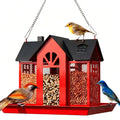 Squirrel Proof Wild Bird Feeder Outdoor – 3-Chamber Metal Mesh Large Capacity Weatherproof Hanging Bird Feeder for Cardinals, Finches & Backyard Birds, Multiple Colors