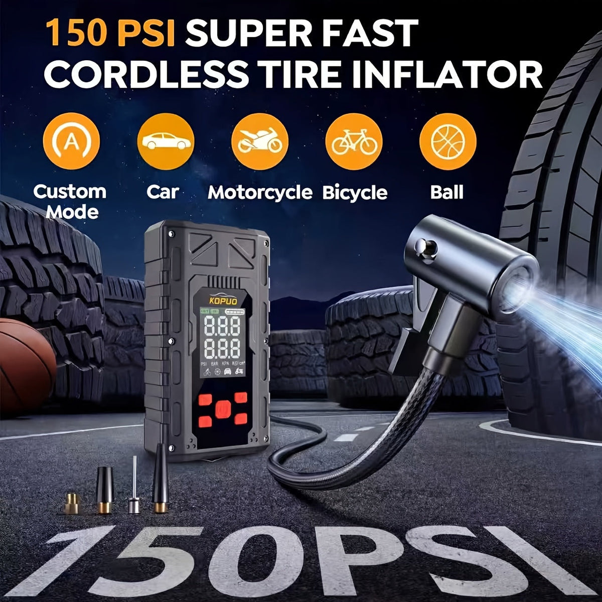 Portable Car Jump Starter 20000A Peak with Air Compressor, 7-in-1 Jump Starter Battery Pack 150PSI Tire Inflator, Power Bank, LED Light & Safety Hammer for 12V Gas & Diesel Engines – Roadside Emergency Kit