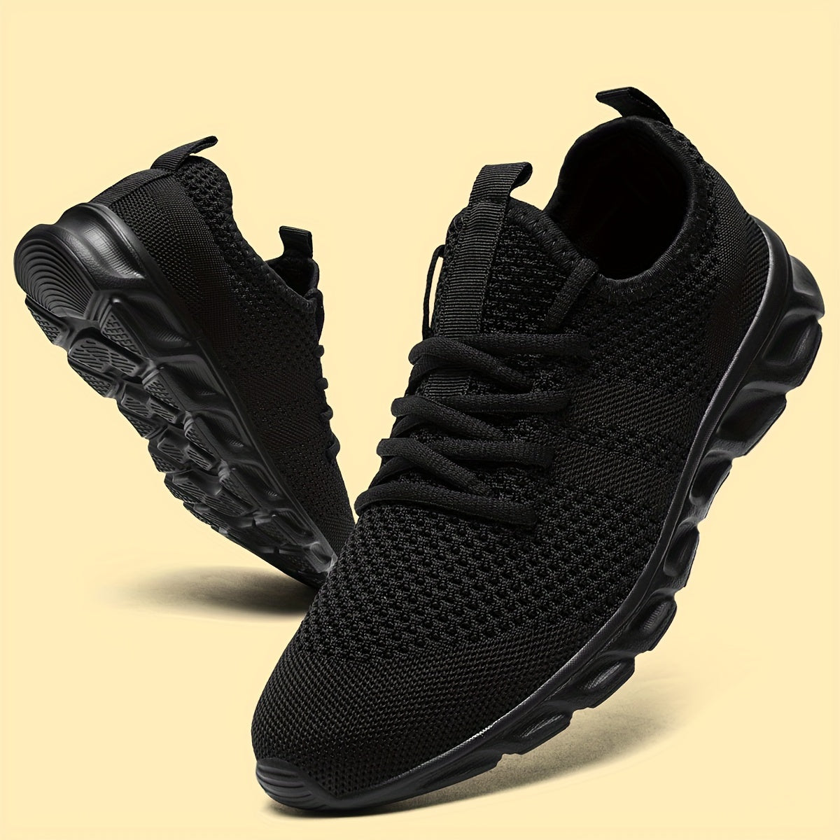 Men's Lightweight Breathable Knit Mesh Sneakers EVA Sole Low-Top Lace-Up Running Walking Shoes White Red Black Round Toe All-Season Gym Travel Daily Wear Sizes US 6-13.5