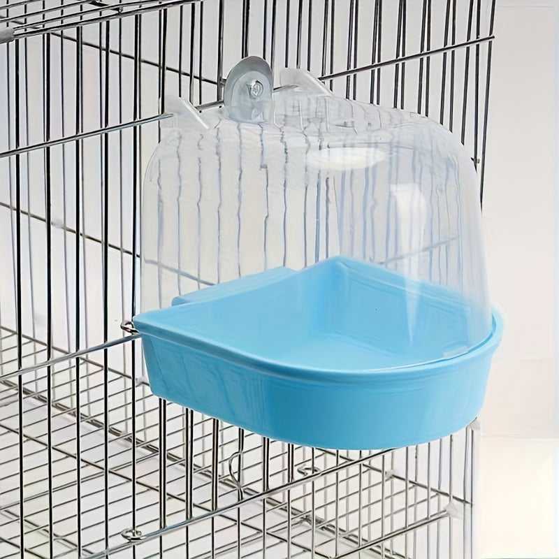 Parrot Bird Bath Tub Transparent Anti-Splatter Durable PP with Handles for Budgies Cockatiels Lovebirds Parakeets – Easy Clean Portable Bird Bathing Basin