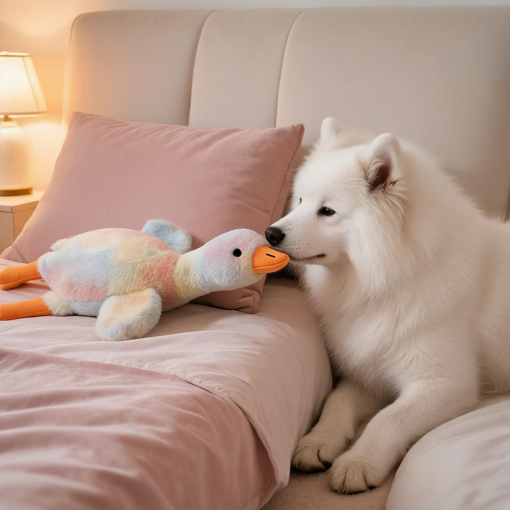Giant Tie-Dye Duck Plush Toy for Dogs & Cats – 20 Inch Washable Soft Companion Toy with Embroidered Eyes & Zipper-Free Design for Large Medium Small Pets