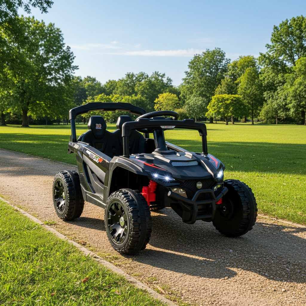 12V Kids Electric Ride-On UTV Car - Dual Drive Mode with Parental Remote Control, 3 Speeds, LED Headlights, Music, Spring Suspension & Safety Belt | Outdoor Toy for Boys and Girls Ages 3+