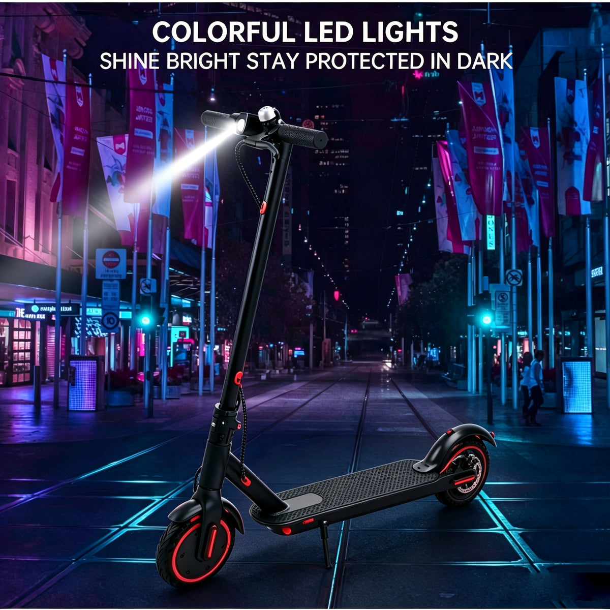 Folding Electric Scooter 8.5 Inch Tires 19 MPH Top Speed 18 Mile Range App Control Portable Commuter Scooter for Adults and Teenagers Daily Travel Gift Black