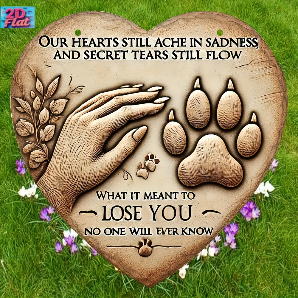 Heart-Shaped Resin Dog Grave Marker - 6.3" Pet Memorial Sign for Yard & Lawn, Decorative Sympathy Gift for Loss of Dog, Outdoor Pet Remembrance Plaque (Model A)