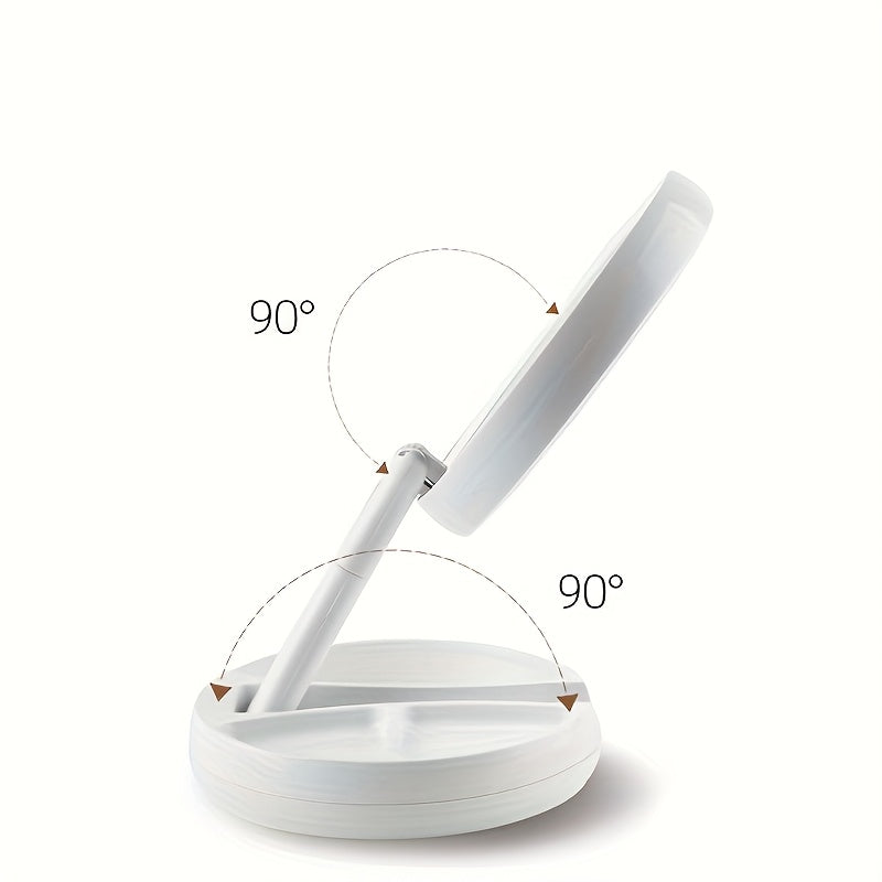 LED Makeup Mirror with 10X Magnification – Double Sided Lighted Vanity Mirror, Bright LED, USB & Battery Powered, Travel-Friendly Table Mirror for Bathroom, Bedroom & Dressing Table