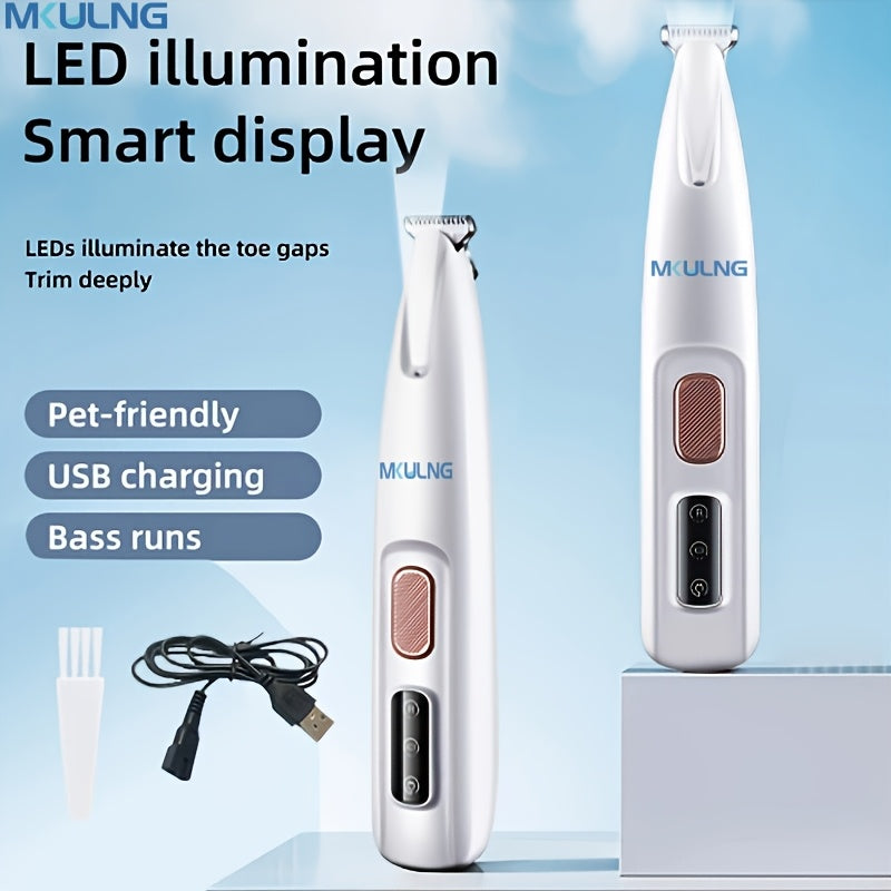 Pet Hair Clipper USB Rechargeable Cordless Silent Dog Cat Grooming Kit Electric Razor Trimmer with Scissors & Comb Grooming Tool for Dogs Cats White