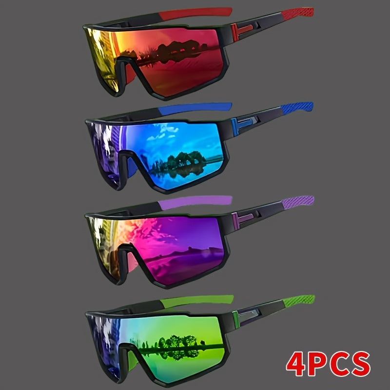 Square Frame Fashion Glasses 4 Pack for Men Women - Retro Trendy Colorful Eyewear Set UV Protection Lightweight Plastic Frame Glasses for Daily Wear, Parties, Halloween & Christmas Gifts