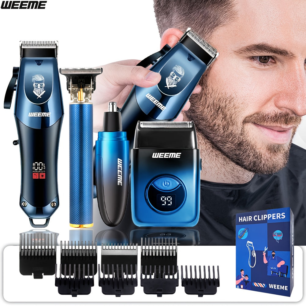 Men's Electric Hair Clipper Grooming Set USB Rechargeable Cordless Nose Hair Trimmer Shaver Kit 2/4/5-Piece Professional Lithium Battery Father's Day Birthday Gift for Men Home Barber