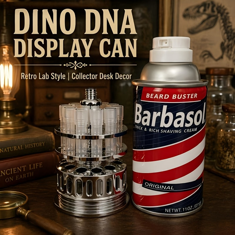 Dinosaur DNA Cryo Canister with Pop-Up Metal Rack & 10 Test Tubes - Movie Prop Collectible Display Piece for Dinosaur Fans, DIY Science Freezer Jar, Christmas Halloween Birthday Gift for Kids & Adults