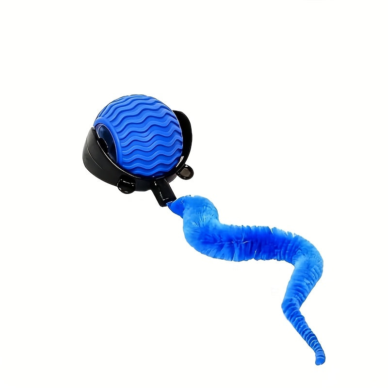 Automatic Moving Ball Cat Toy 360 Rolling Interactive Indoor Cat Toy with Tail Dual Speed Adjustment Boredom Buster for Indoor Cats Blue Orange