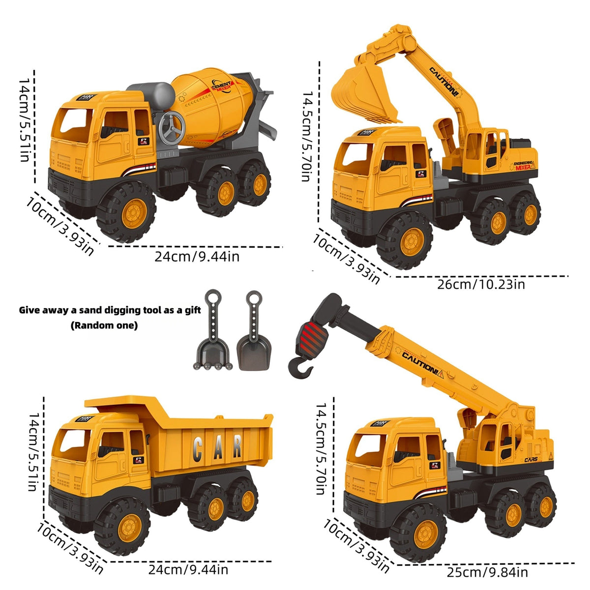 Large Engineering Construction Vehicle Toy for Kids - Choose Excavator, Crane, Mixer Truck or Dump Loader | Manual Operation Simulation Truck, STEM Construction Toy for Boys Ages 3+, Birthday Gift