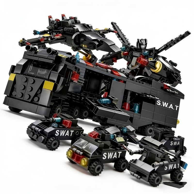 315 PCS SWAT Special Forces Vehicle Building Blocks Set – Military Robot Car Construction Toy for Boys – STEM Educational Brick Kit – Birthday Christmas Halloween Gift for Kids Ages 6-12