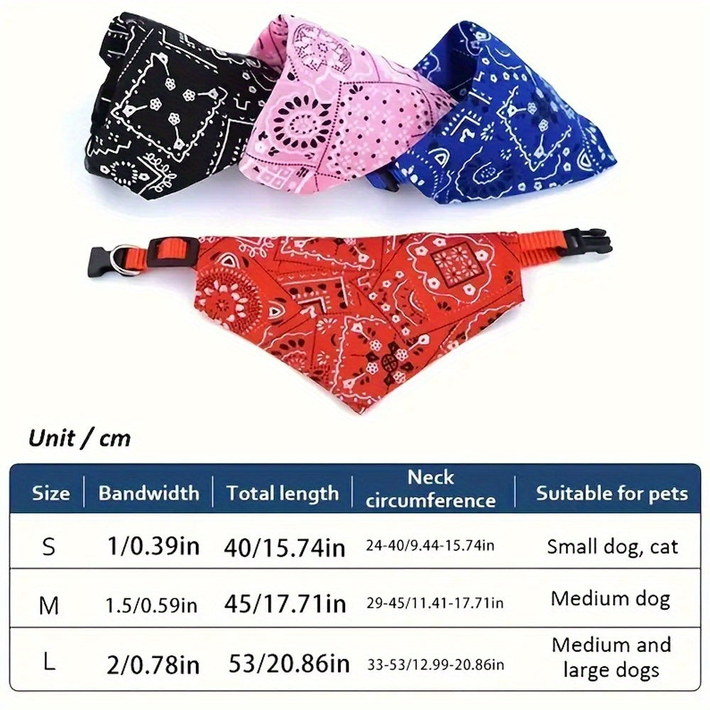 Personalized Dog Bandana Collar with Snap Closure - Adjustable Soft Polyester Pet Saliva Towel Necklace for Small Medium Large Dogs S M L 4 Colors Black Red Blue Pink Holiday Gift