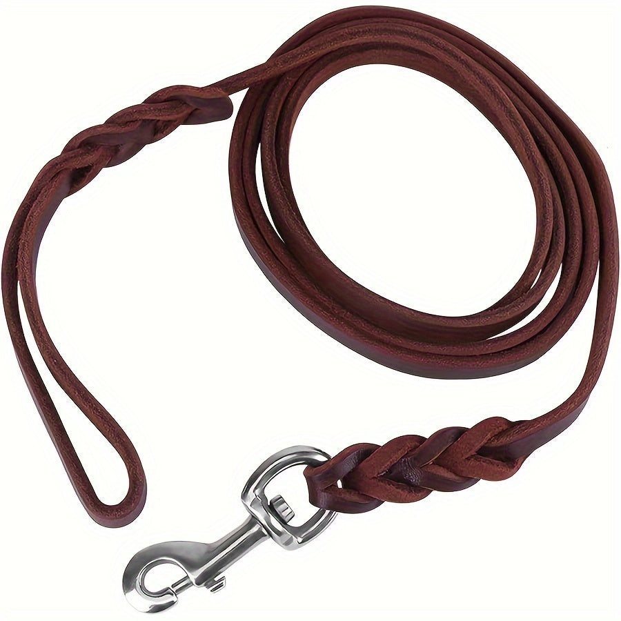 Leather Dog Training Leash Durable Cowhide Dog Running Walking Leash with Adjustable Slip Lead and Lobster Buckle for Running Hiking Training 47 71 83 Inch