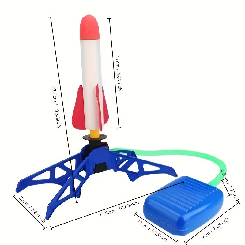 Foam Rocket Launch Toy for Kids – Foot-Powered Air Dynamics Flying Rocket Launcher, Fun Outdoor & Indoor Activity Toy, No Batteries Needed, Birthday Christmas Gift Boys & Girls (Random Color)