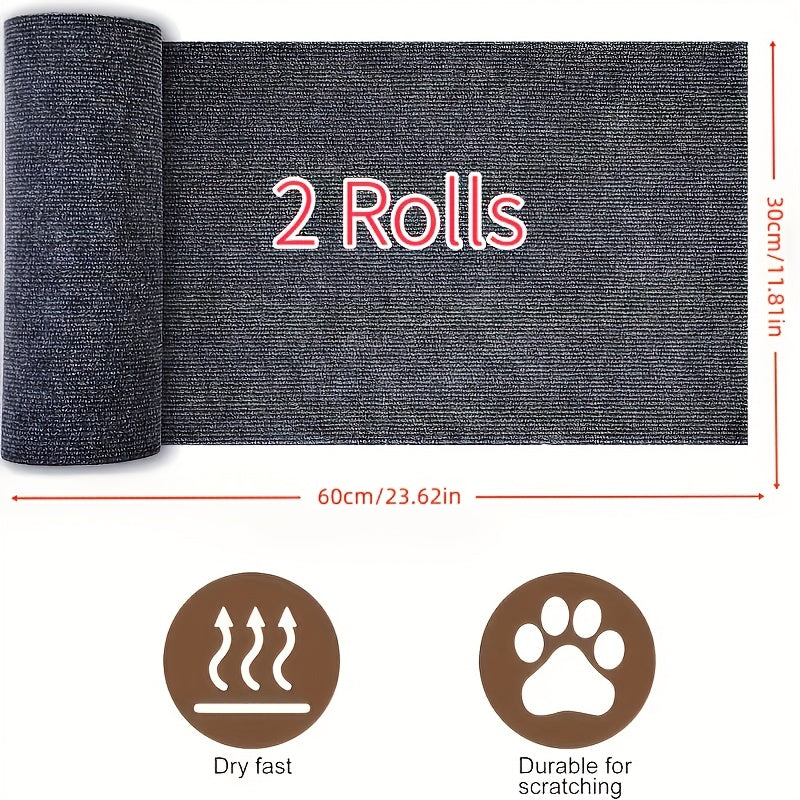 Self-Adhesive Cat Scratching Pads 2 Rolls 23.62x11.81" - Thickened Anti-Scratch Mat Peel & Stick - Multiple Colors Cuttable Cat Scratch Protector for Sofa Furniture Living Room - Easy Install Cat Pad