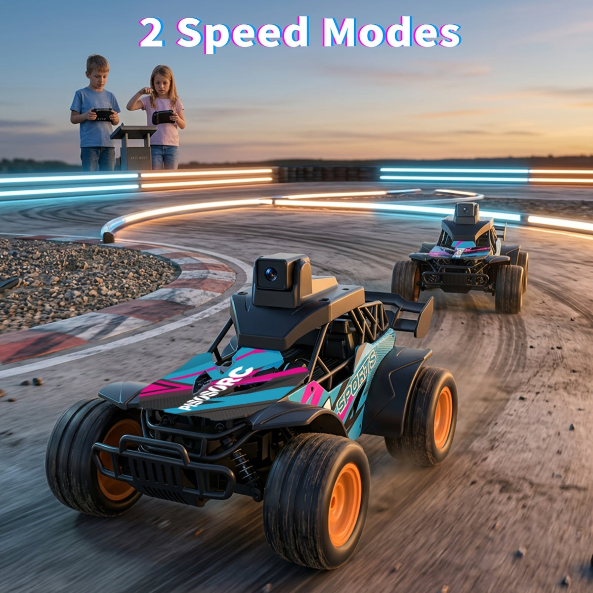 RC Car with FPV Camera LCD Screen Remote Control 60° Adjustable Camera Off-Road RC Truck 2 Speed Modes Rechargeable for Adults Beginners