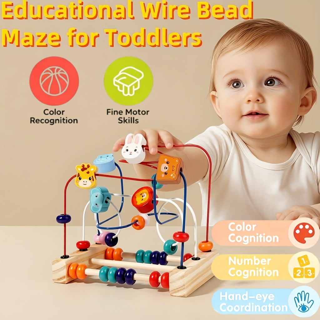 Baby Bead Maze Animal Roller Coaster Toy – Smart Animals Orbiting Bead Wire Puzzle for Infants & Toddlers | Early Education Fine Motor Skills & Sensory Development Toy for Ages 1-3