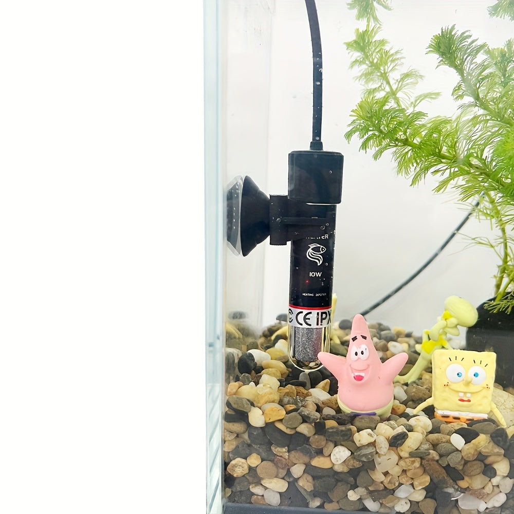 10W USB Submersible Aquarium Heater with LED Light – Compact Mini Fish Tank Heater for Freshwater Saltwater & Aquatic Plant Tanks, Safe Durable Heating with Modern Design for Small Aquariums