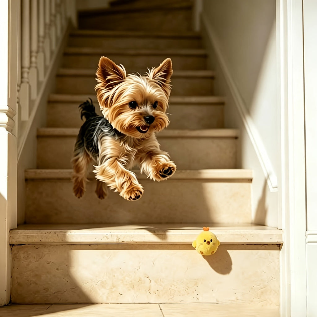 Squeaky Bouncing Pet Toy Ball for Dogs and Cats - Yellow Chick Interactive Slow-Rebound Chew-Resistant Boredom Relief Toy, Attracts Pets with Sound - Perfect Pet Gift