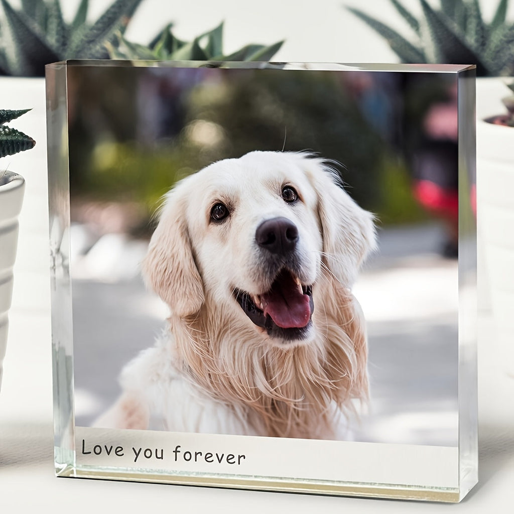Custom Acrylic Photo Block - Personalized Pet Memorial Keepsake with Love You Forever Engraving, High-Quality Photo Print for Dog & Cat Loss, Home Decor Memorial Gift for Pet Lovers & Anniversaries