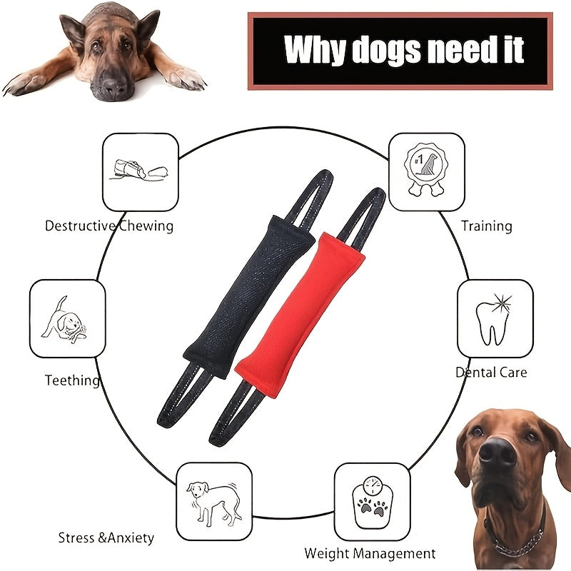 2-Pack Double-Handle Dog Tug-of-War Rope Toy Set – Ergonomic Interactive Chew Rope Toys for Small & Medium Dogs, Durable Teeth Cleaning Pull Toy for Bonding & Training, Black & Red