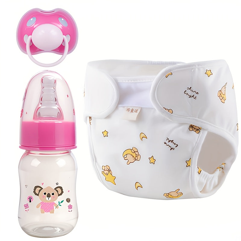 Reborn Doll Feeding Accessories Set with Diaper Bottle & Pacifier, Lifelike Baby Doll Care Toy Kit for Girls, Compatible with Reborn Dolls & Baby Dolls, Best Birthday Holiday Gift for Kids